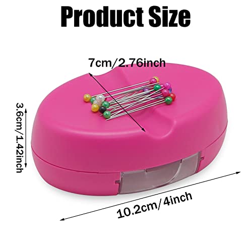 YEQIN Magnetic Sewing Pincushion with 15 Plastic Head Pins, Magnetic Pins Holder for Sewing Quilting, Pins, Paper Clips, Screws (Rose Red) - color: Rose Red