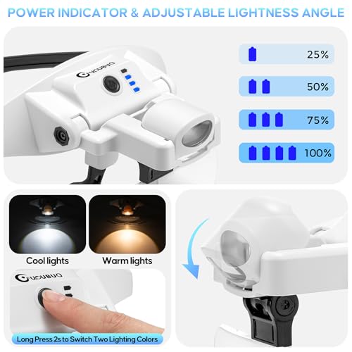 Magnifying Glass with Light 1X-4X, Rechargeable Magnetic Magnifier - color: White
