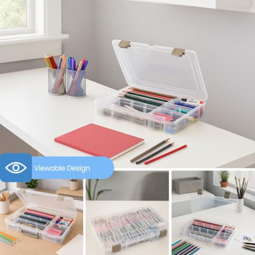 ArtBin Medium Solutions Box Craft Organizer with 12 Dividers, Clear - size: 10.75" x 7.375", style: 4 Compartments, 12 Dividers