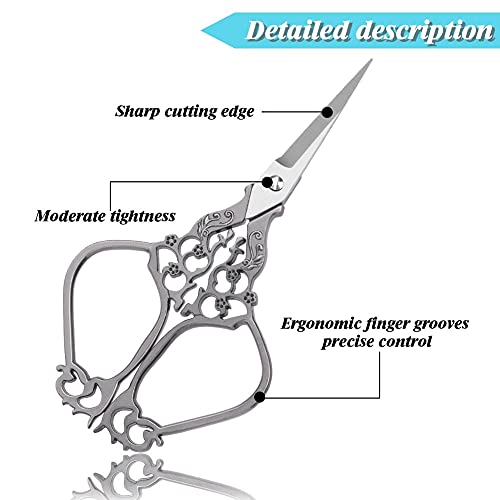 SHWAKK Embroidery Scissors Kit, Vintage Stainless Steel Scissors Silver - color: Silver