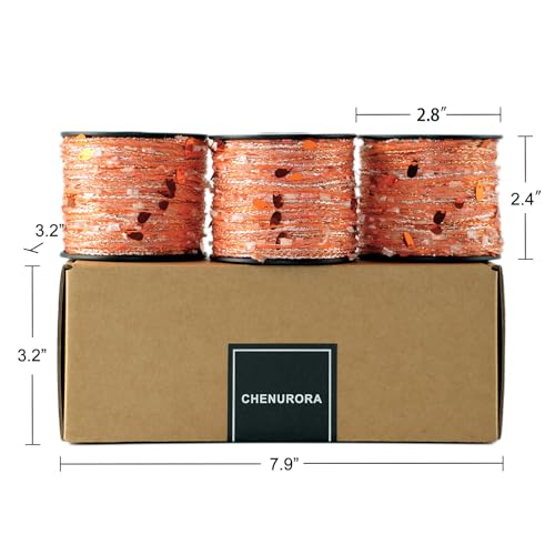 Artisanal Yarn Collection Multifiber Fancy Yarn for Knitting Crocheting Crafts DIY, Set of 3 Rolls (Orange Teardrop Sequins) - color: Orange Teardrop Sequins