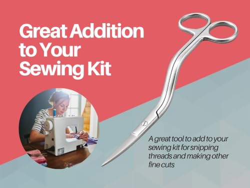 Bent Handle Curved Embroidery Scissors, 6-Inch Stainless Steel Applique Shears for Machine Embroidery, Sewing, Quilting, Fabric Trimming and Craft Projects by Artman