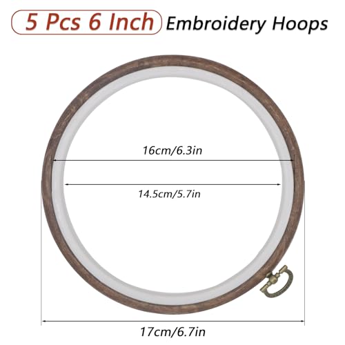 Joyangy 5-Pack 6 Inch Imitation Wood Embroidery Hoops for Cross Stitch - size: 6inch