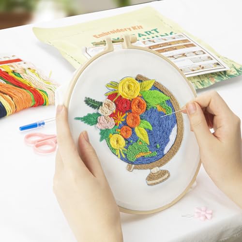 LX LERMX Embroidery Kits for Beginners, Adult Starter Cross Stitch Kit Needlepoint Complete DIY Kit with Unique Patterns, Hoop, Colorful Threads, Tools, Step by Step Instructions & Video Tutorial - color: Pattern 11 - 3PCS