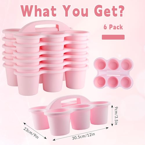 gisgfim 6 Pack Classroom Caddy Organizer with Handle, 6 Compartments, Pink - color: Pink