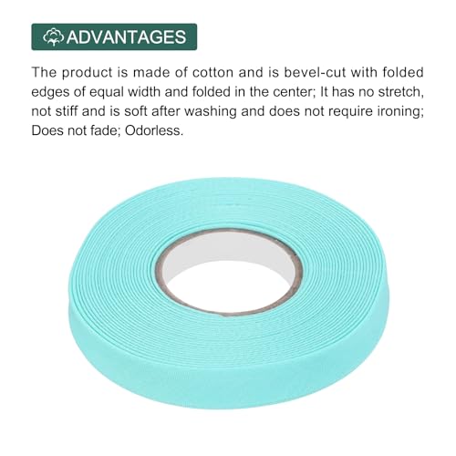 MECCANIXITY 1/2 Inch Double Fold Bias Tape Polyester Continuous Bulk Bias Tape for Sewing, Seaming Quilting Hemming Binding Crafts (Lake Blue 6 Yards) - color: Lake Blue, size: 1/2 Inch x 6 Yards
