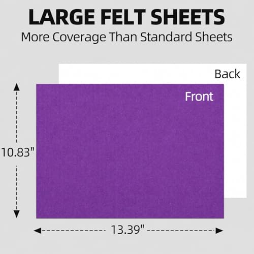 Self Adhesive Felt Sheets, 6PCS 13.4"x10.8" 2mm Thick Purple - color: Purple