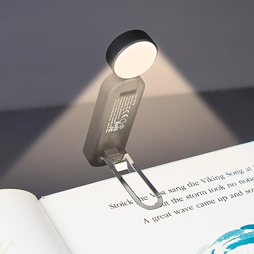 VAVOFO USB Rechargeable Book Light, Bookmark Clip on LED Reading Light - color: Gray