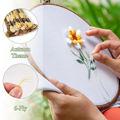 22 Skeins Polyester Embroidery Floss 1mm Autumn Themed Cross Stitch Threads 6 Ply Friendship Bracelets Floss Crafts 22 Color 8.75 Yards(8m)/Skein - color: 22 Colors