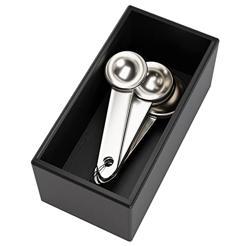 Black Bamboo Drawer Organizer 6"x 3", Utensil Holder for Kitchen Drawer - color: Black, size: 6*3*2.5 inch
