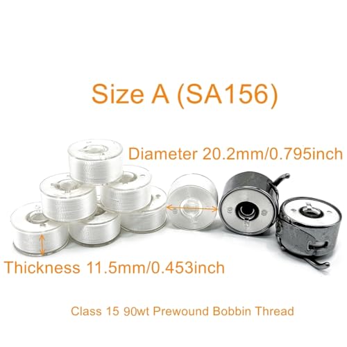 Sissewpro144pcs Prewound Bobbins White, Size A SA156 Class 15 Embroidery Bobbin Thread, Soft Polyester Sewing Machine Bobbin for Brother Singer Janome Babylock Embroidery & Sewing Machines - color: SA156 90WT 144PCS White