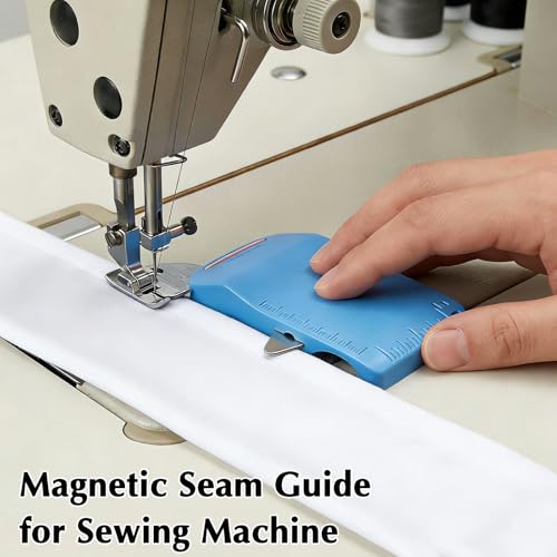 Magnetic Seam Guide for Sewing Machine – Sewing Machine Attachment for Precise Positioning and Edge Retaining (Blue) - color: Blue