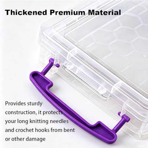 15″ Knitting Needle Case Organizer, Crochet Hook Case with Lid,Storage Box