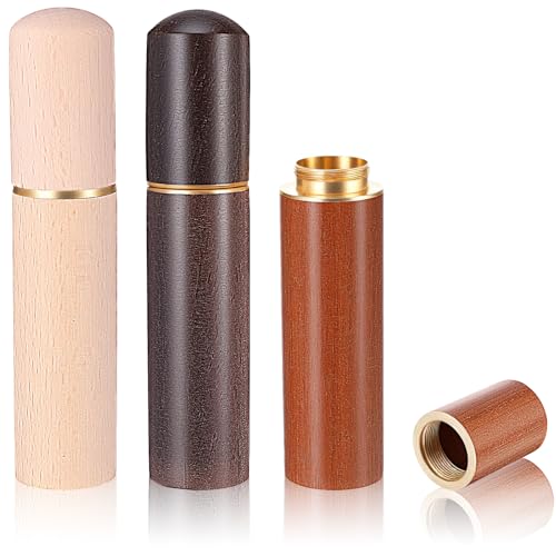 Sibba 3 PCS Wooden Sewing Needles Storage Case Portable Needle Holder Versatile Sewing Storage Case Needle Tube Keeper Container for Embroidery Knitting Crafts Toothpick Bead Organizer Beech Rosewood