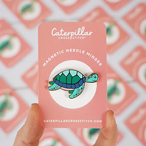 Caterpillar Cross Stitch Needle Minder - Turtle for Cross Stitch, Sewing, Embroidery and Needlework Craft Accessories, Enamel and Magnetic