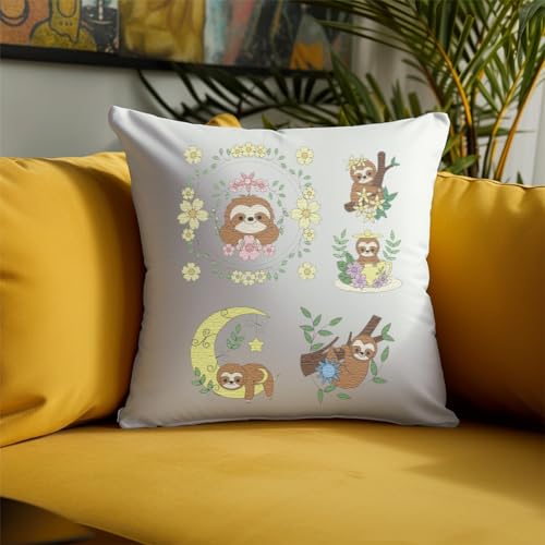 Peacoblue Sloth Stick and Stitch Embroidery Patterns, Water Soluble - color: Sloth