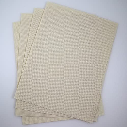 KCS 4/6 pc of 12" x 18" 18CT Counted Cotton Aida Cloth Cross Stitch Fabric (4 pc, Cream) - color: Cream, size: 4 pc
