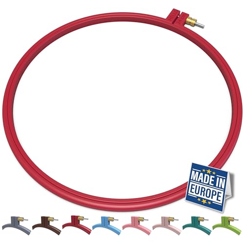 Maker Susan Plastic Embroidery Hoop, Hello Series Cross Stitch Hoops for Beginners, Punch Needle Hoop, Embroidery Frames for Sewing, Needlework, Embroidery Projects (Red, Large 9.45" (24 cm)) - color: Red, size: Large 9.45" (24 cm)