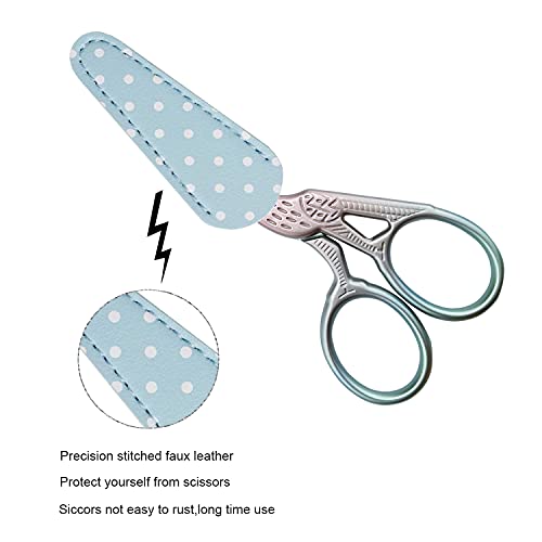 Weabetfu 3.6-inch Embroidery Crafting Scissors with Leather Cover - Pink - color: Pink
