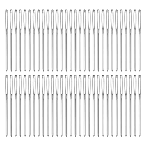 HARFINGTON 60Pcs Large Eye Blunt Needles 2.36" Tapestry Needle Yarn Sewing Knitting Weaving Needle Stainless Steel for Crochet Projects - size: 2.36"