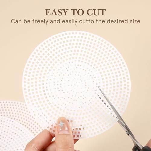 GLEAVI 30Pcs Round Plastic Canvas Sheets: Clear Mesh Canvas Kit for Crochet Bag Bottom, Cross Stitch & Embroidery - 3 Sizes (5.75", 4.5", 3")