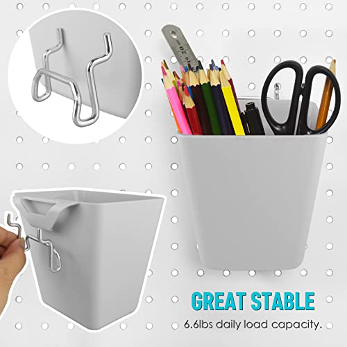 Large Pegboard Cups, 6Pack Peg Board Square Storage Bins With Hooks (Grey) - color: Grey