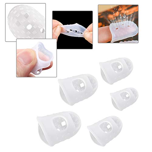 AUGSUN Guitar Fingertip Protectors, 40 Pcs Silicone Guitar Finger Guards - color: Transparent