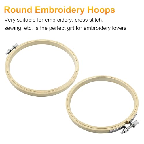 Biaungdo 6 Pieces 5 Inch Round Wood Embroidery Hoops - style: 5 inch