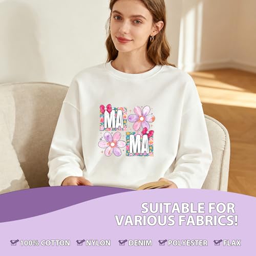 Dtf Transfers Ready to Press -20Pcs Mother's Day Iron on Transfers for Tshirts, Floral Mama Iron on Decals Patches, Flower Mama Heat Transfer Stickers for Clothes Pillows Bag DIY Crafts - color: Mama 555