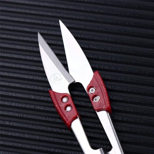 Red Stainless Steel U Sewing Scissors Clippers, Mini Small Snips Trimming Nipper Thread Sewing Cutter for Stitch, Crafts, DIY Projects,Cutting Tools (4.3in)