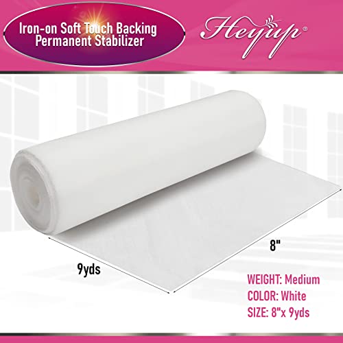 Iron on Embroidery Stitch Cover 8" x 9 Yd Light Weight Stabilizer Prevent Scratchy or Itchy Stitches, Soft Touch Backing for Sensitive Skin, Babies, and Embroidery Garments, 2 Pack - size: 2 Pack