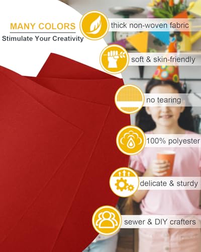 Red Felt Fabric 72" x 36", Large Stiff Craft Felt Sheet by The Yard - color: Red, size: 72" X 36" (1 Yard)
