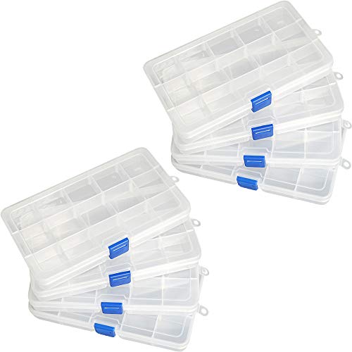 Qualsen Bead Organizer Box with Adjustable Dividers, 15 Girds, 8 Pack - size: 15 Gird-8pcs