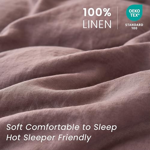 100% French Linen Pillow Shams Basic Style - Pack of 2 - Washed Solid Color Natural Flax Soft Breathable - Purple, 20'' x 26'' - color: Purple, size: 20''x26'' - Basic