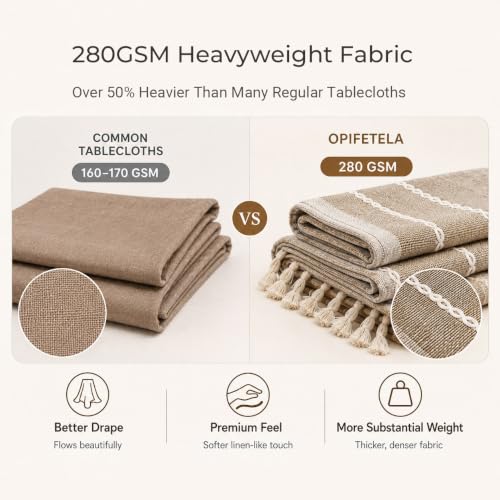 Waterproof Outdoor Rectangular Tablecloth, Khaki Stripe, 55 x 70 Inch - color: 01-khaki Stripe, size: 70" x 55" (Rectangular)
