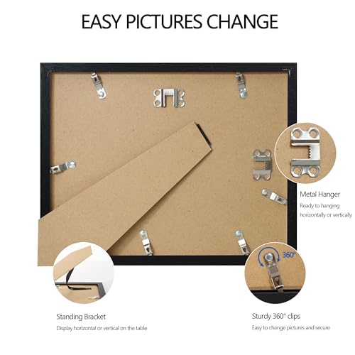 Hongkee 8.5x11 Diploma Frame with Tempered Glass, Multi Certificate 8.5 by 11 Photo Frame Bulk for Wall or Tabletop Display(Black, 3 Pack) - color: Black, size: 8.5x11 in