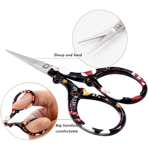 Small Sharp 3.6 inch Sewing Scissors with Leather Sheath Crafts Needlework - color: Black Christmas