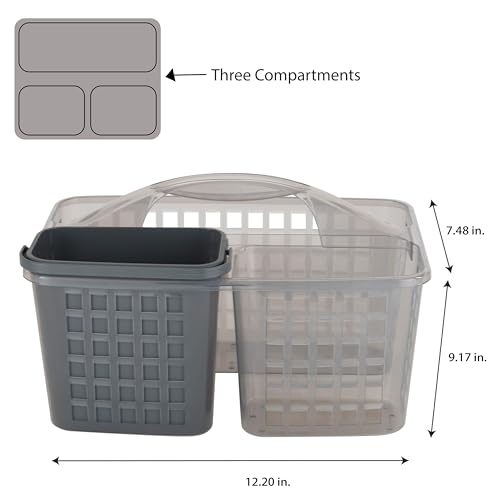 Bath Bliss 2 in 1 Portable, Bathroom Shower Caddy for Shampoo, Conditioner, Soap, and Cosmetics, in Grey Bath Tote (26118-GREY) - color: Grey