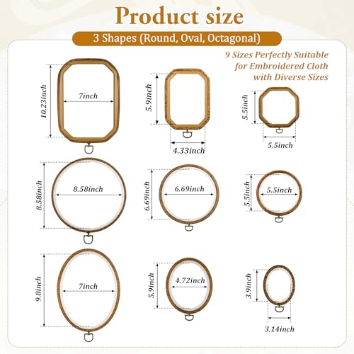 simarro 9 Pcs Large Embroidery Hoop Embroidery Frame Set
