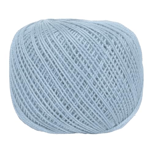 MECCANIXITY Crochet Thread Pearl Cotton Size 3 Sky Blue 164 Yards for Crocheting Tatting Knitting Embroidery Sewing - color: Sky Blue