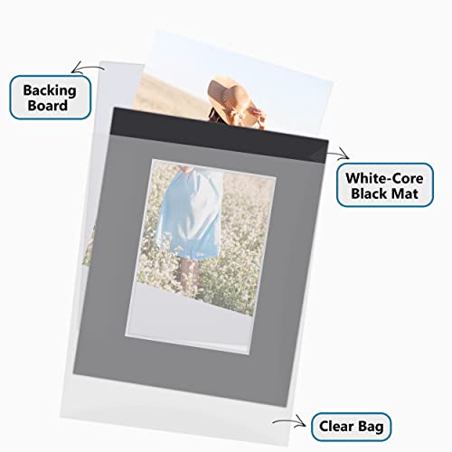 Somime 10 Pack Black Picture Mat Set,16x20 Precut Mat for 11x14 Photos - size: black 10pc sets 16x20