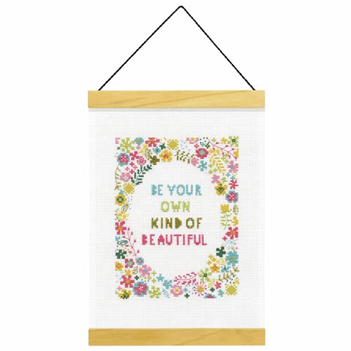 Dimensions Floral 'Be Your Own Kind of Beautiful' Counted Cross-Stitch Kit for Beginners, 14 Count White Aida, 8''L x 11.5H'' - color: Be Your Own Kind of Beautiful