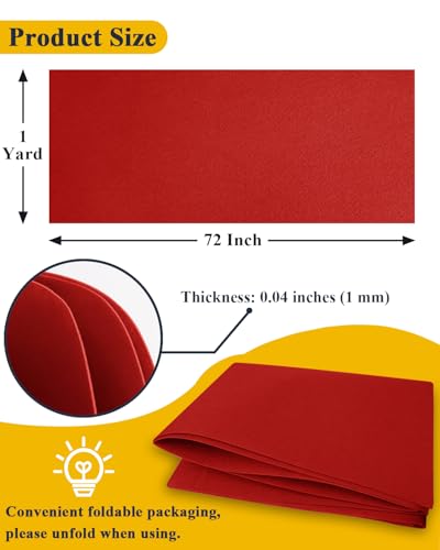 Red Felt Fabric 72" x 36", Large Stiff Craft Felt Sheet by The Yard - color: Red, size: 72" X 36" (1 Yard)