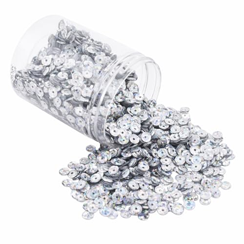 Mandala Crafts 6mm Cup Holographic Silver Sequins for Sewing Embroidery - color: Holographic Silver, size: 6mm Cup Sequins