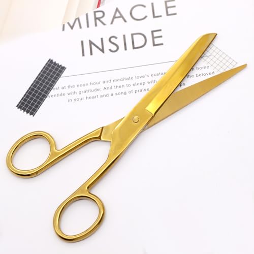 NatSumeBasics 7" Gold Scissors, Sharp Tailor Craft Office Shears - color: Gold