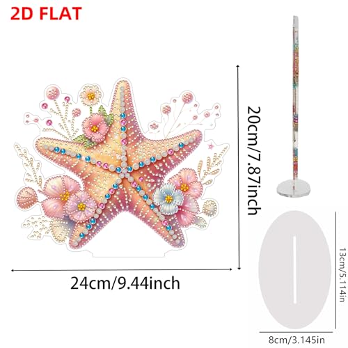 POETRYDRAW Diamond Art Ornament Desktop Kit Starfish, Stand Up Diamonds Painting Ornament for Adults, 5D DIY Special Diamond Gem Craft Tabletop Placement Board Kit - color: Starfish