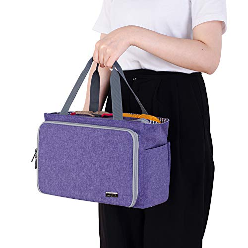Luxja Crochet Yarn Storage Tote Bag, Purple - color: Purple