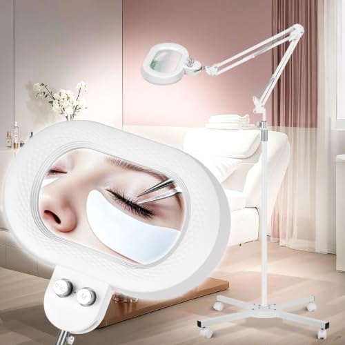 2200 Lumens 12X Esthetician Magnifying Floor Lamp, 3-Axis Magnifier - color: White, size: 12X