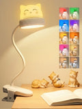 Cat Lamp,Dimmable RGB Clip on Light,Cute Desk Lamp Rechargeable Night Light