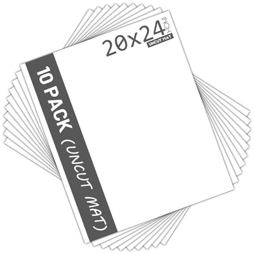 Mat Board Center 10 Pack Uncut Mat Boards, 20x24 White Matboards - size: 20x24